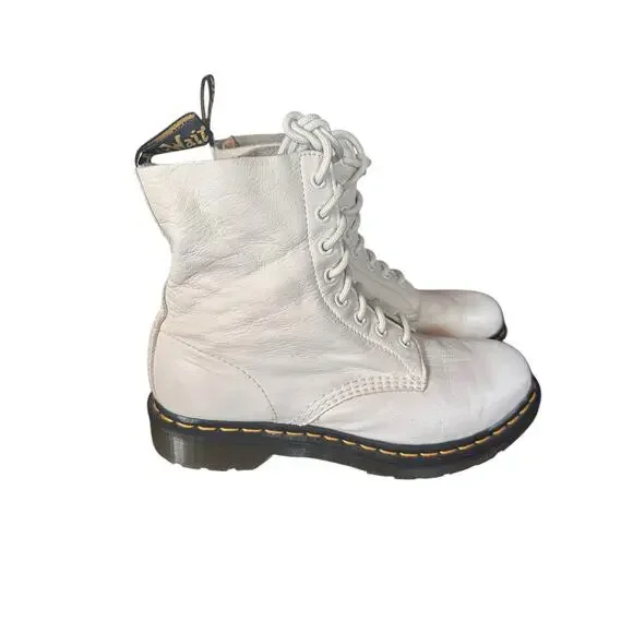 Dr. Martens 1460 Pascal Virginia Leather Boots White Women’s Size 9 (EU 41) - Picture 8 of 12